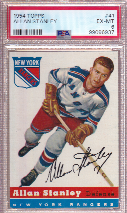 ALLAN STANLEY 1954-55 Topps Card #41 PSA 6 New York Rangers