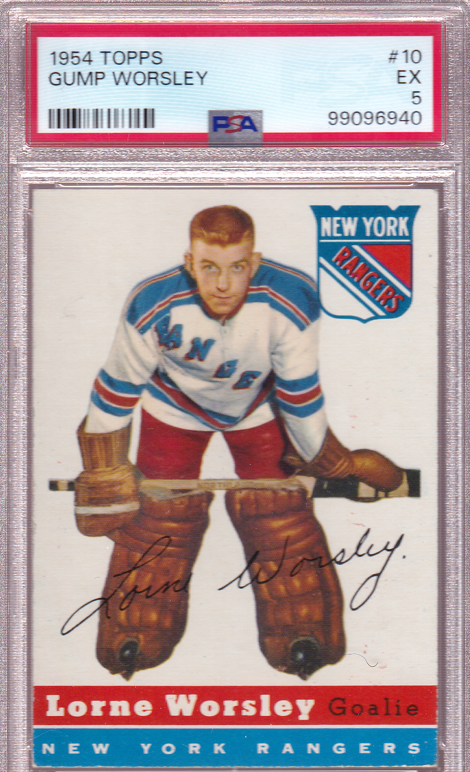 Lorne Gump Worsley 1954-55 Topps Card #10 1 PSA 5 New York Rangers