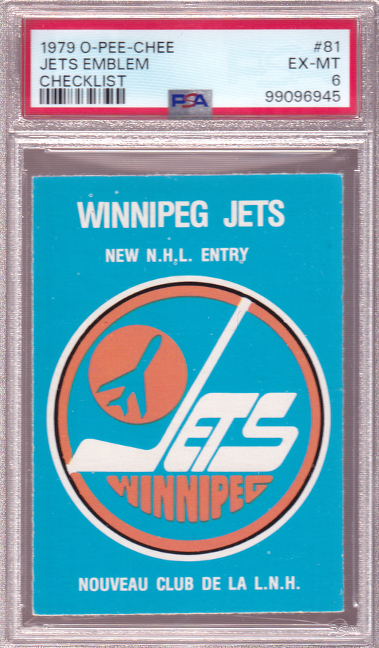 WINNIPEG JETS Team Checklist 1979-80 O-Pee-Chee #81 PSA 6