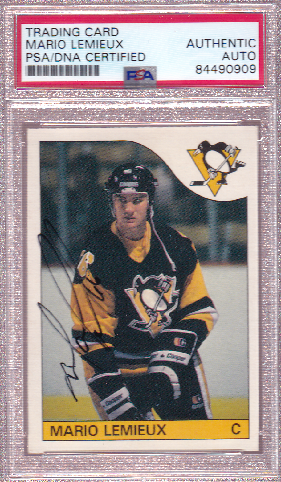 MARIO LEMIEUX 1985-86 O-Pee-Chee Autographed Rookie Card RC #9 PSA/DNA Authentic Auto Pittsburgh Penguins