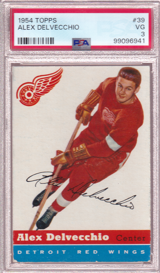 ALEX DELVECCHIO 1954-55 Topps Card #39 PSA 3 Detroit Red Wings