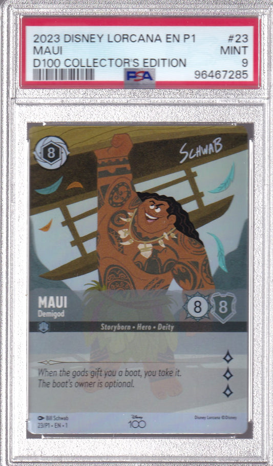 Maui 2023 Lorcana #23 EN P1 D100 Collector's Edition PSA 9