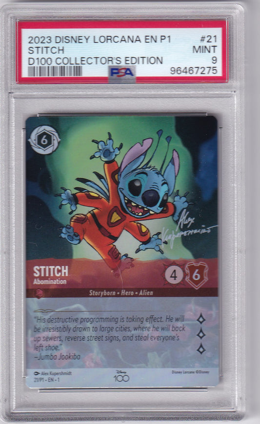 Stitch 2023 Lorcana #21 EN P1 D100 Collector's Edition PSA 9