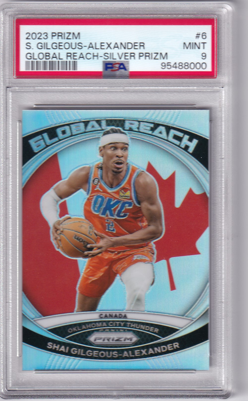 Shai Gilgeous-Alexander #6 2023 Prizm Global Reach Silver Prizm PSA 9