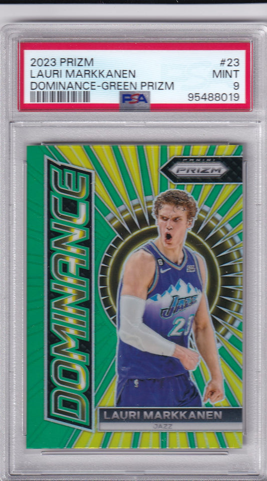 Lauri Markkanen #23 2023 Prizm Dominance Green Prizm PSA 9