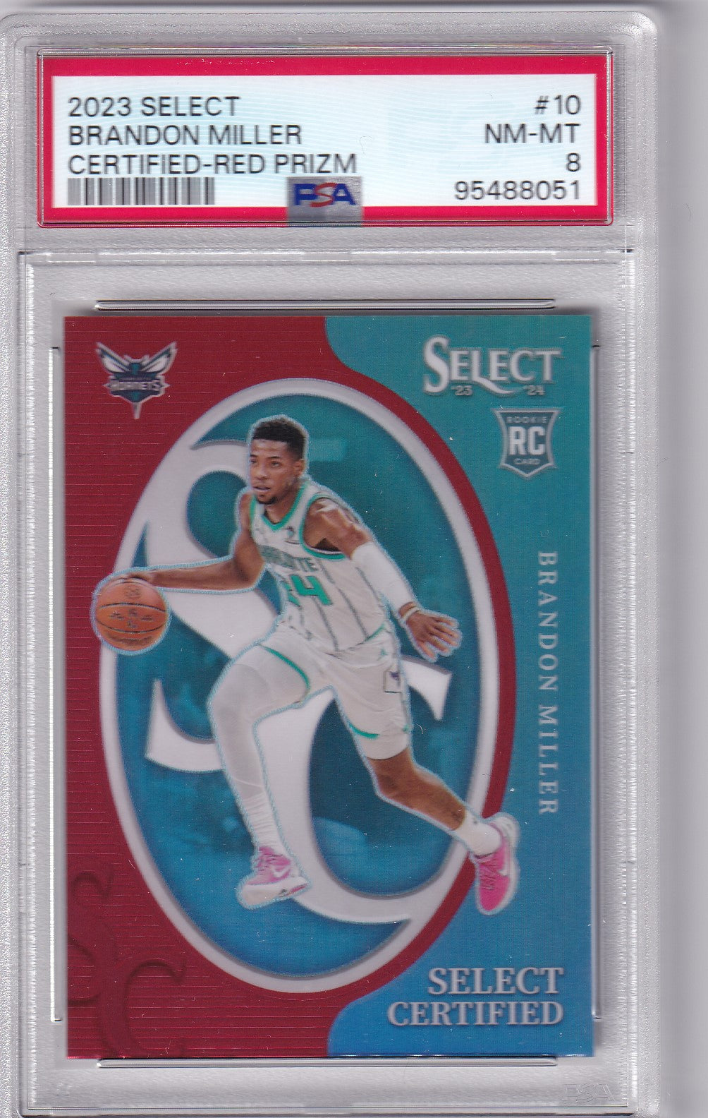 Brandon Miller #10 2023 Select Certified Red Prizm PSA 8