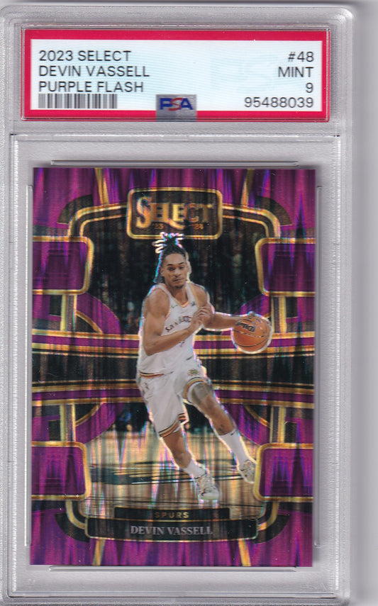 Devin Vassell #48 2023 Select Purple Flash /175 PSA 9