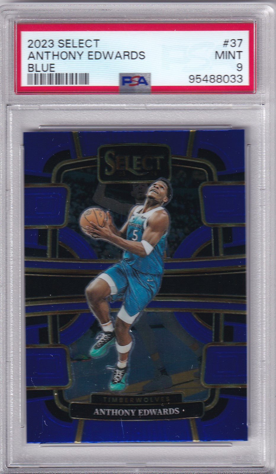 Anthony Edwards #37 2023 Select Blue Prizm PSA 9