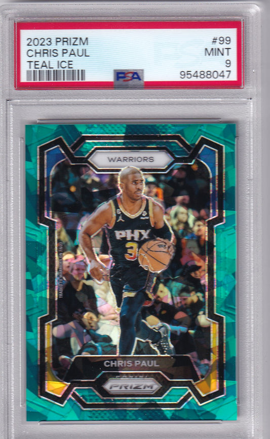 Chris Paul #99 2023 Prizm Teal Ice /225 PSA 9