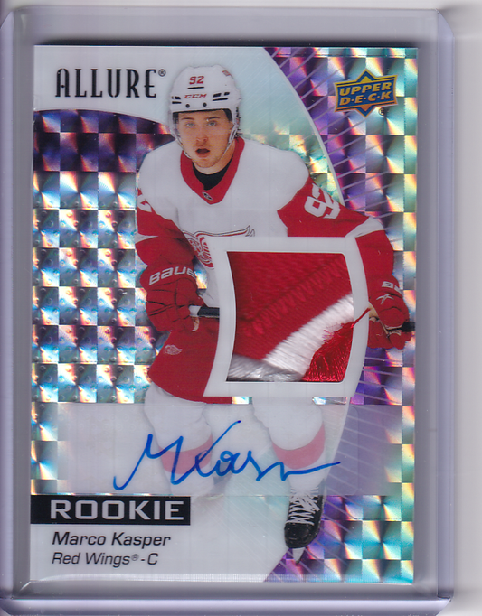 2023-24 Allure MARCO KASPER Purple Diamond Auto Patch 05/10 Rookie Card #109 Detroit Red Wings