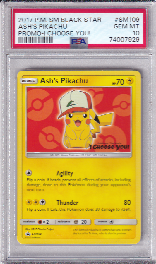 ASH'S PIKACHU - I Choose You Black Star Promo PSA 10 - 2017 Pokémon Movie #SM109