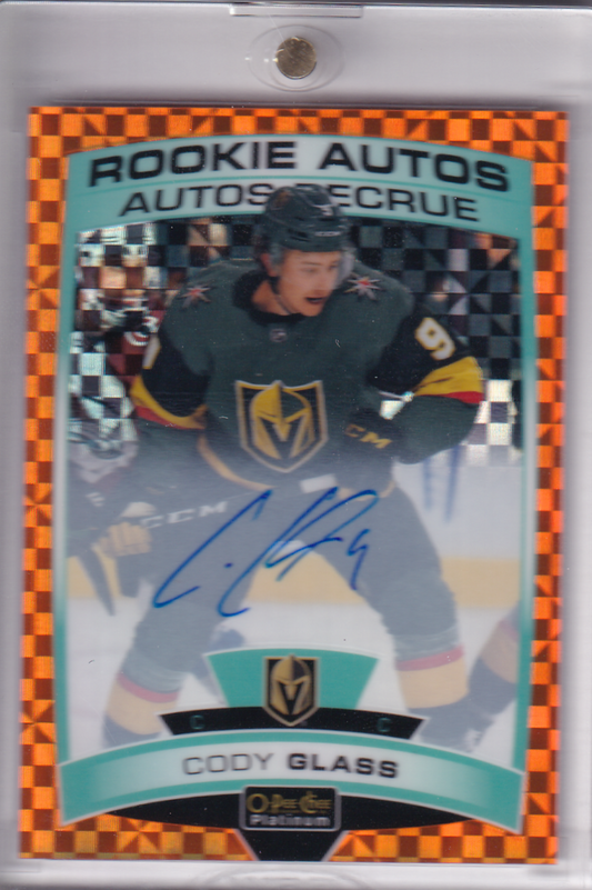 CODY GLASS 2019-20 OPC O-Pee-Chee Platinum Orange Checkers Rookie Card RC Card 05/15 #R-CG Vegas Golden Knights