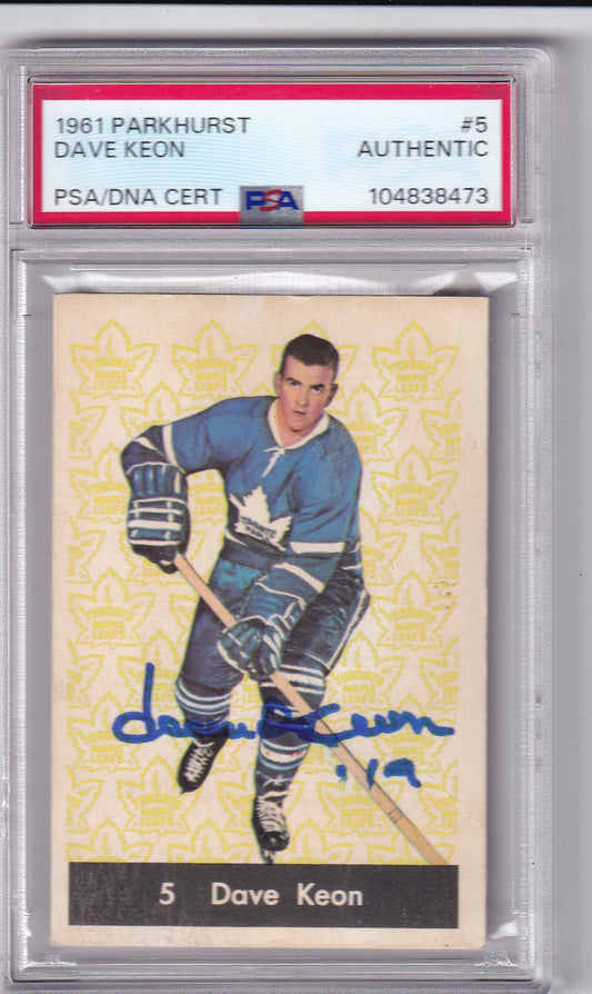 Dave Keon 1961 Parkhurst Toronto Maple Leafs #5 PSA/DNA Autographed Rookie signed auto RC
