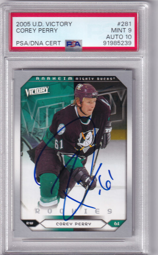 Corey Perry 2005 Upper Deck Victory #281 MINT 9 AUTO 10 PSA/DNA Autographed Rookie