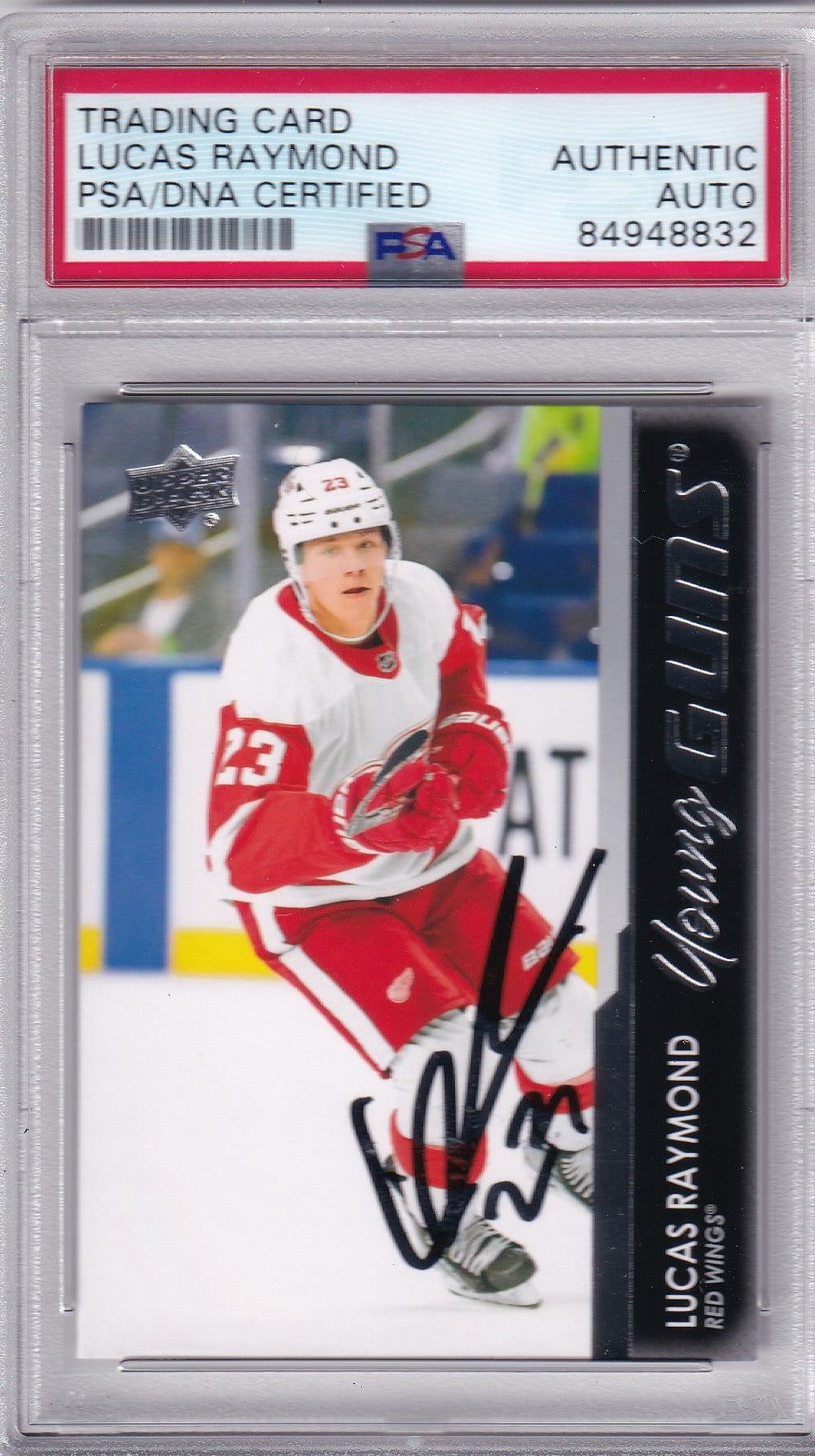 Lucas Raymond 2021-22 Upper Deck Young Guns Rookie Card #464 Detroit Red Wings PSA/DNA Autographed signed auto RC