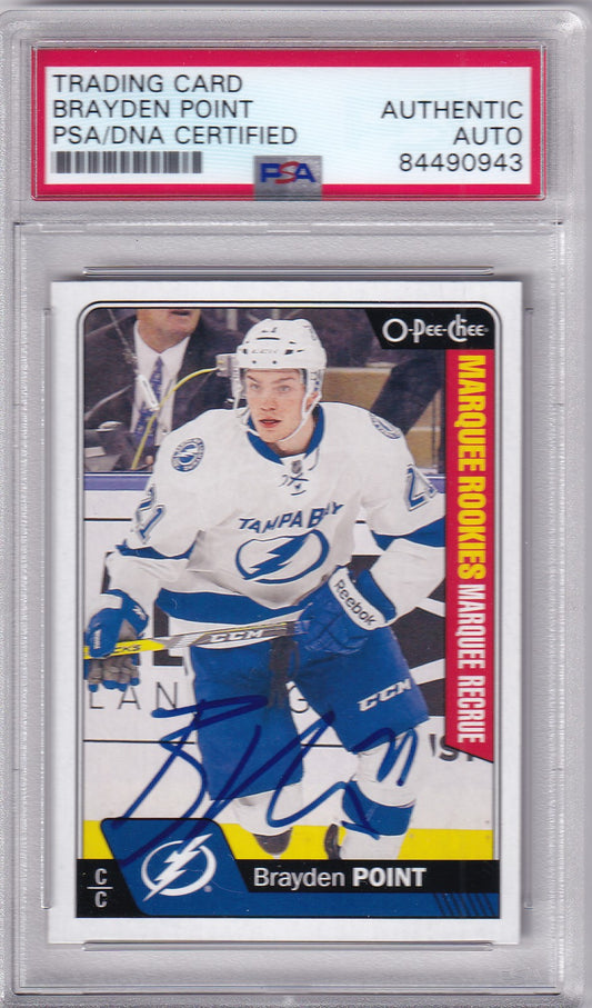 Brayden Point 2016-17 O-Pee-Chee Update  Marquee Rookies Card #682 Tampa Bay Lightning PSA/DNA Autographed signed auto