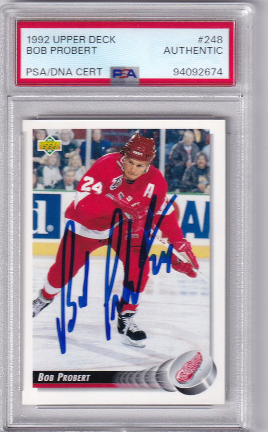 Bob Probert 1992-93 Upper Deck #248 Detroit Red Wings PSA/DNA Autographed signed auto