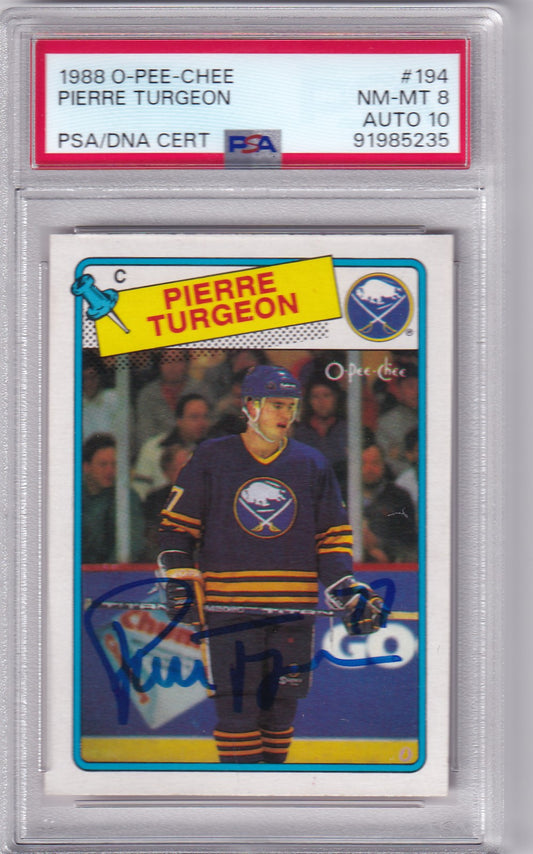 Pierre Turgeon 1988 O-Pee-Chee Buffalo Sabres #194 PSA/DNA Autographed Rookie signed auto