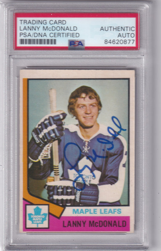 Lanny McDonald 1974-75 Toronto Maple Leafs #168 PSA/DNA Autographed Rookie signed auto RC