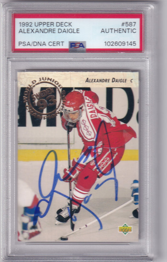 Alexandre Daigle 1992-93 Upper Deck Rookie Card Team Canada #587 PSA/DNA Autographed signed auto RC Ottawa Senators