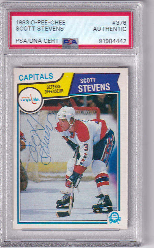 Scott Stevens 1983-84 O-Pee-Chee  Washington Capitals #376 PSA/DNA Autographed Rookie signed auto RC