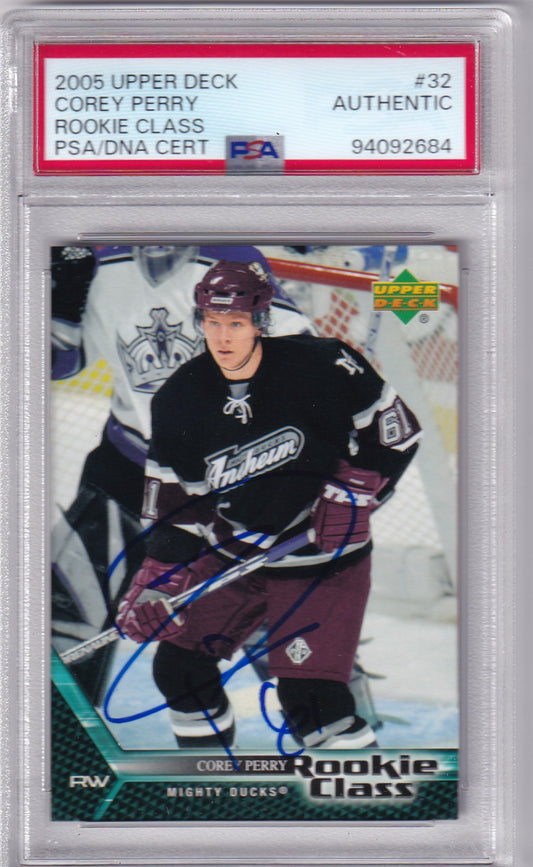 Corey Perry 2005 Upper Deck #32 PSA/DNA Autographed Rookie signed auto
