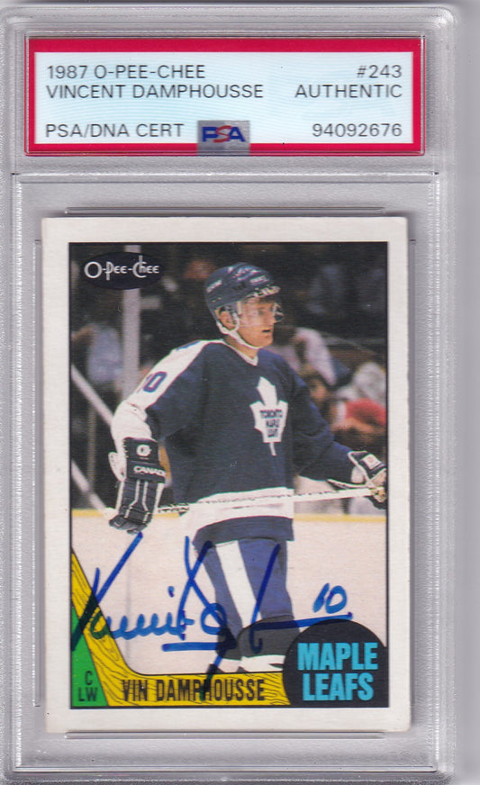 Vincent Damphousse 1987-88 O-Pee-Chee Toronto Maple Leafs #243 PSA/DNA Autographed Rookie signed auto RC