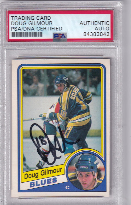 Doug Gilmour 1984-85 O-Pee-Chee St. Louis Blues #185 PSA/DNA Autographed Rookie signed auto