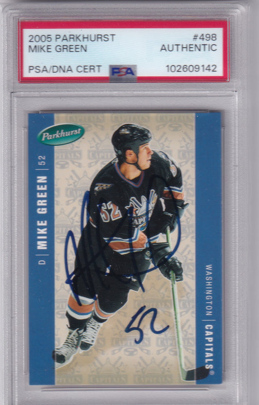 Mike Green 2005-06 Parkhurst Rookie Card #498 Washington Capitals PSA/DNA Autographed signed auto RC