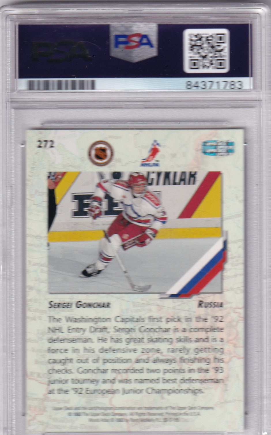 Sergei Gonchar 1993-94 Upper Deck Rookie Card #272 Washington Capitals PSA/DNA Autographed signed auto RC