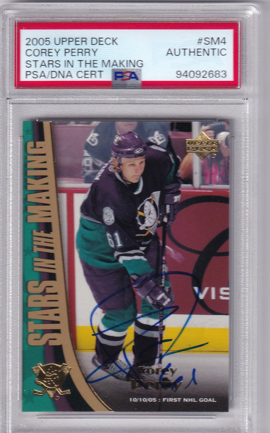Corey Perry 2005 Upper Deck #SM4 PSA/DNA Autographed Rookie signed auto