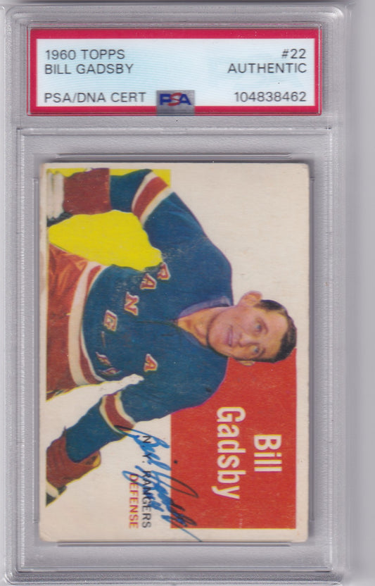 Bill Gadsby 1960 Topps New York Rangers #22 PSA/DNA Autograph signed auto
