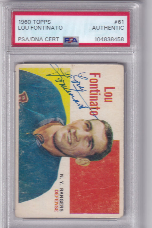 Lou Fontinato 1960 Topps New York Rangers #61 PSA/DNA Autograph signed auto