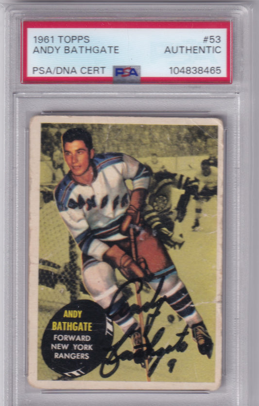 Andy Bathgate 1961 Topps New York Rangers #53 PSA/DNA Autograph signed auto