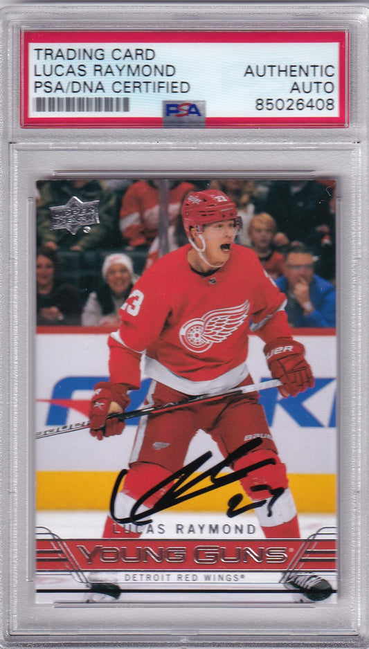 Lucas Raymond 2021-22 Upper Deck Young Guns Tribute T-100 PSA/DNA Autographed Rookie Card signed auto RC