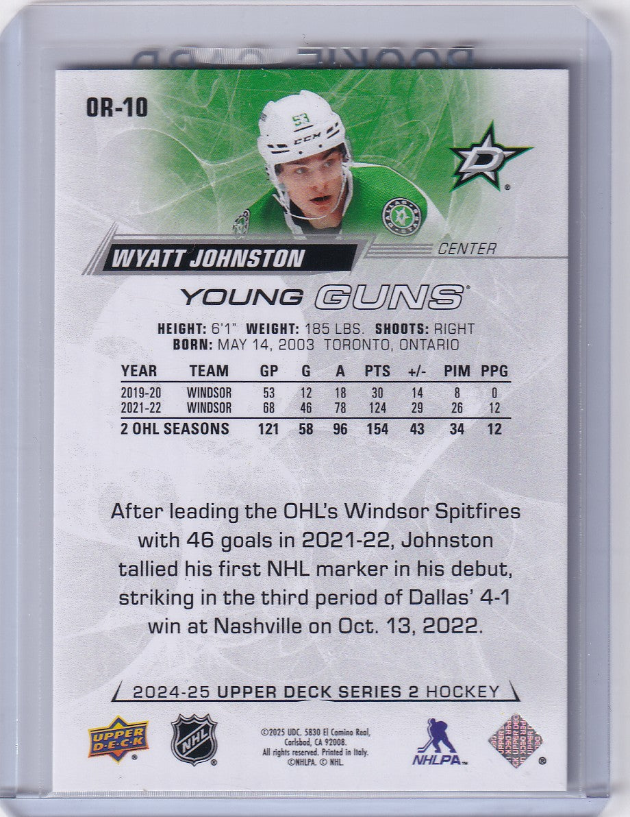 Wyatt Johnston 2024-25 Upper Deck Series 2 UD Young Guns Retro Silver Outburst  #OR-10 Rookie RC Dallas Stars