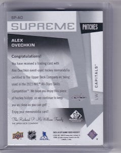 Alex Ovechkin 2023-24 SP Game Used Supreme Patches SP-AO Jersey # 08/15 Washington Capitals