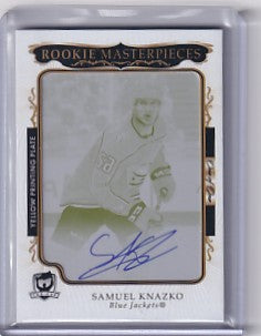Samuel Knazko 2023-24 The Cup Rookie Masterpieces Yellow Printing Plate Autograph 1/1 OPCP-R-SK Columbus Blue Jackets