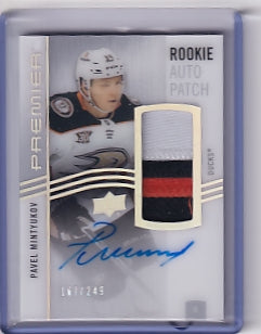 Pavel Mintyukov Rookie Patch Auto 167/249 Card AR-PM 2023-24 Upper Deck Premier Rookie Card RC Anaheim Ducks