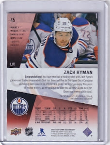 Zach Hyman SP Game Used Jersey Card #45 2023-24 Upper Deck SP Game Used Edmonton Oilers