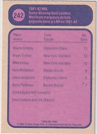 Wayne Gretzky 1981-82 O-Pee-Chee Game Winning Goal Leader #242