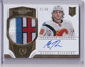 Maxwell Reinhart Rookie Peerless Patches 21/50 Card PP-XW 2013-14 Panini Dominion Hockey Rookie Card RC Calgary Flames