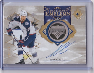 Adam Fantilli Rookie Gold Ultimate Emblems Auto 24/25 Card UE-AF 2023-24 Upper Deck Ultimate Collection Rookie Card RC Columbus Blue Jackets