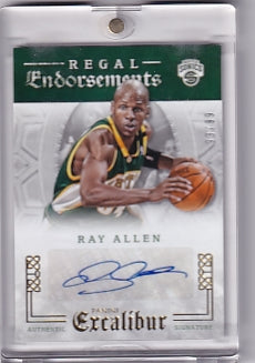 Ray Allen Regal Endorsements Auto 93/99 Card RE-RAL 2015-16 Panini Excalibur Seattle Sonics
