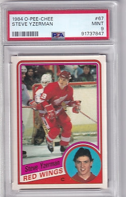 PSA 9 Steve Yzerman Card #67 1984-85 O-Pee-Chee Rookie Card RC Detroit Red Wings