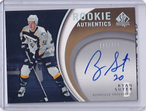 Ryan Suter Rookie Authentics Auto 185/250 Card RA-RS 2005-06 Upper Deck SP Authentic Rookie Card RC Nashville Predators