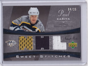 Paul Kariya Sweet Stitches Jersey 04/25 Card SS-PK 2006-07 Upper Deck Sweet Shot Nashville Predators