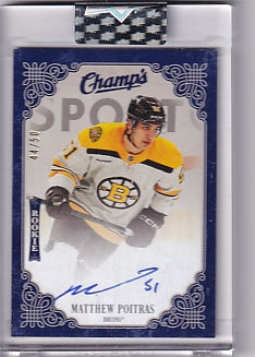 Matthew Poitras Champs Blue Rookie Auto 44/50 Card C-MW 2023-24 Upper Deck Clear Cut Rookie Card RC Boston Bruins