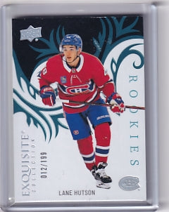 Lane Hutson Exquisite Collection Rookie Blue 012/199 Card R-37 2024-25 Upper Deck Ice Rookie Card RC Montreal Canadiens