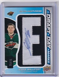 Jesper Wallstedt Draft Day Marks Auto "E" 26/35 Card DDM-JW 2024-25 SP Game Used Rookie Card RC Minnesota Wild